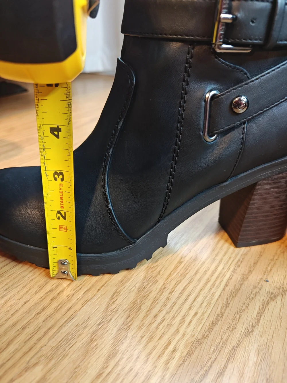 G by GUESS Francy Black Moto Ankle Boots Block Heel Lug Sole Size 8